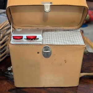 Vintage Leather Case with Silver and Red Electronics